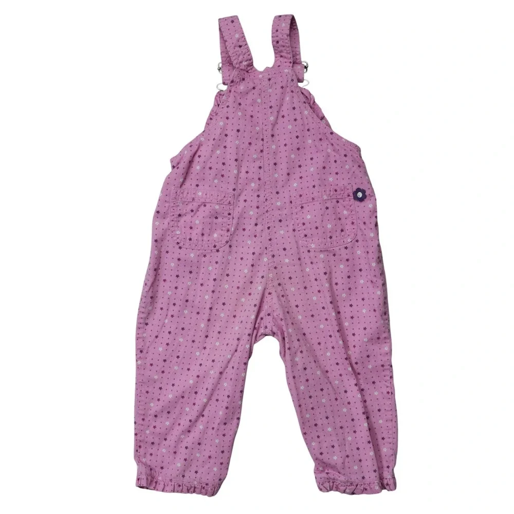 Vintage Gymboree Pink Floral Corduroy Overalls Toddler Girls 18-24M READ